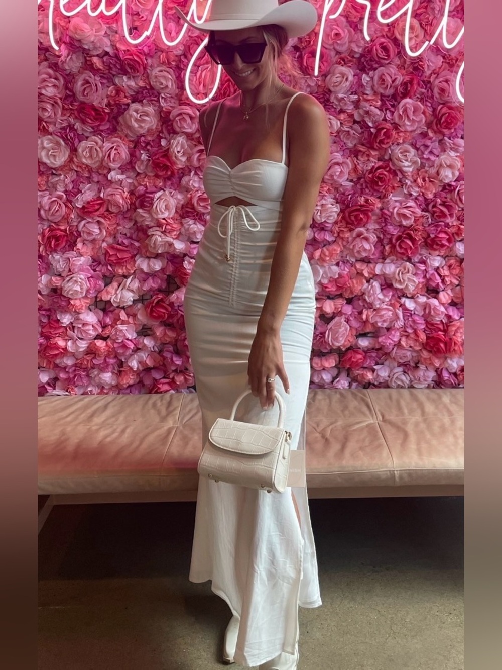 Kittenish White Backless Cutout Maxi Dress
